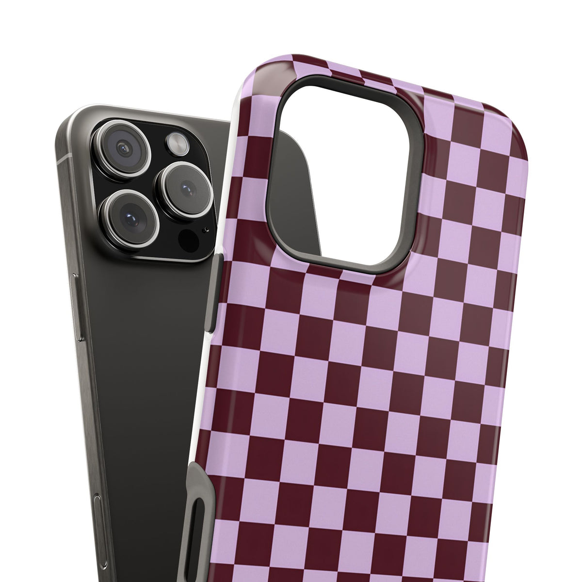 Cherry Check Magnetic Impact-Resistant Phone Case