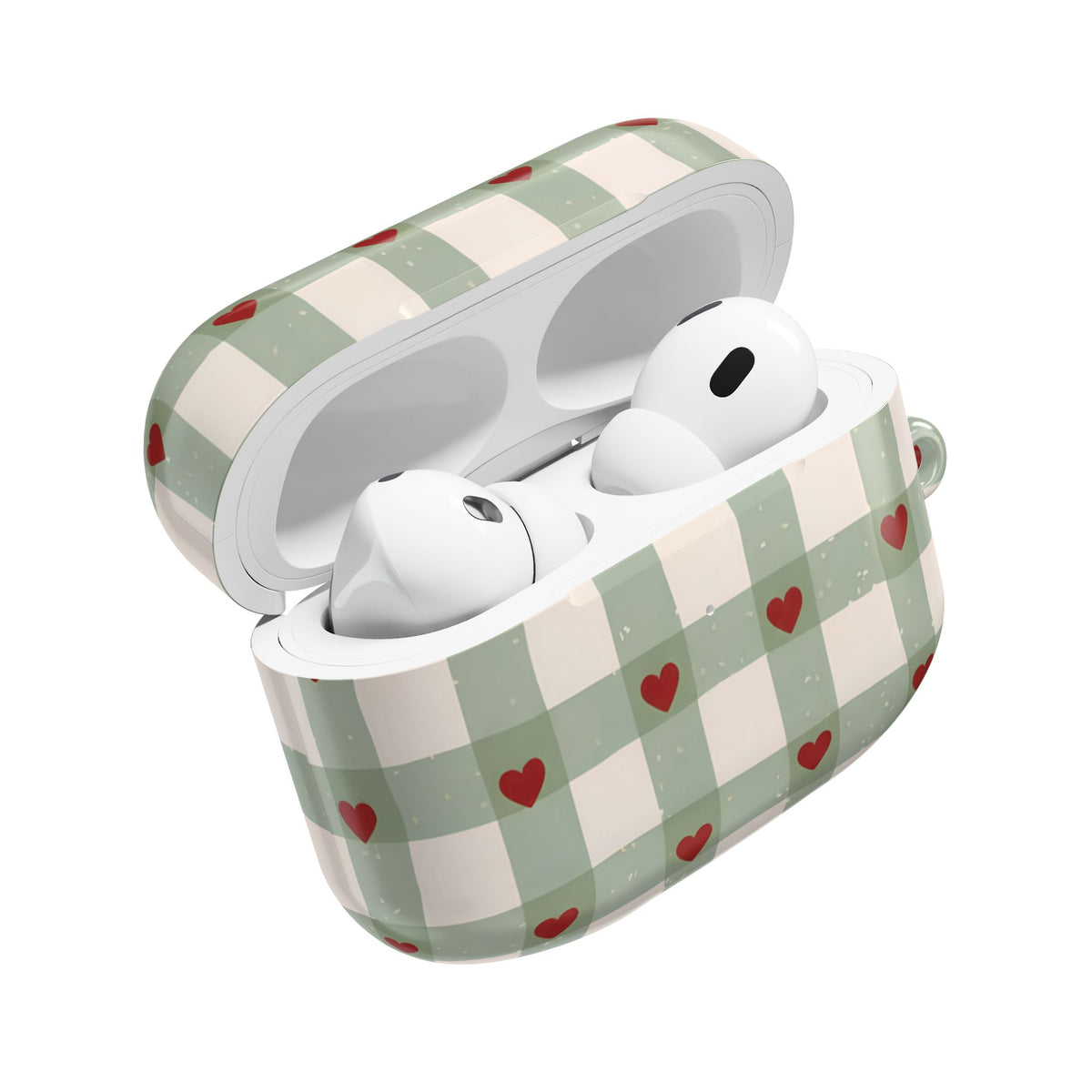 Mint Hearts AirPod Case – Slim Protective Charging Case