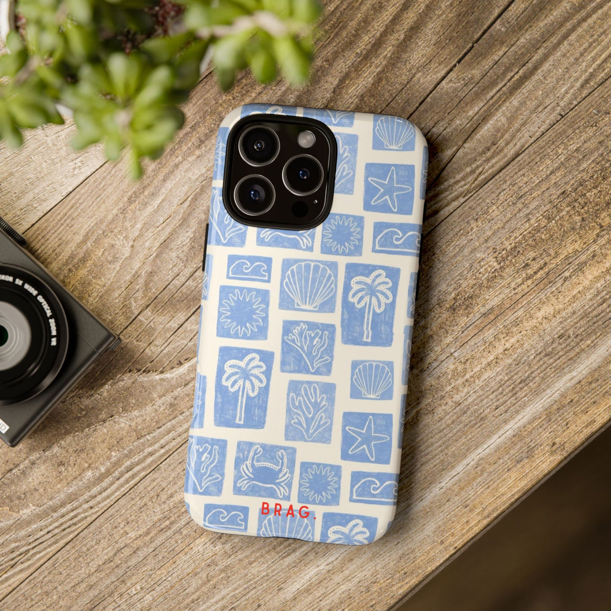 Azure Tiles Tough Phone Case – Shockproof Protective iPhone Cover