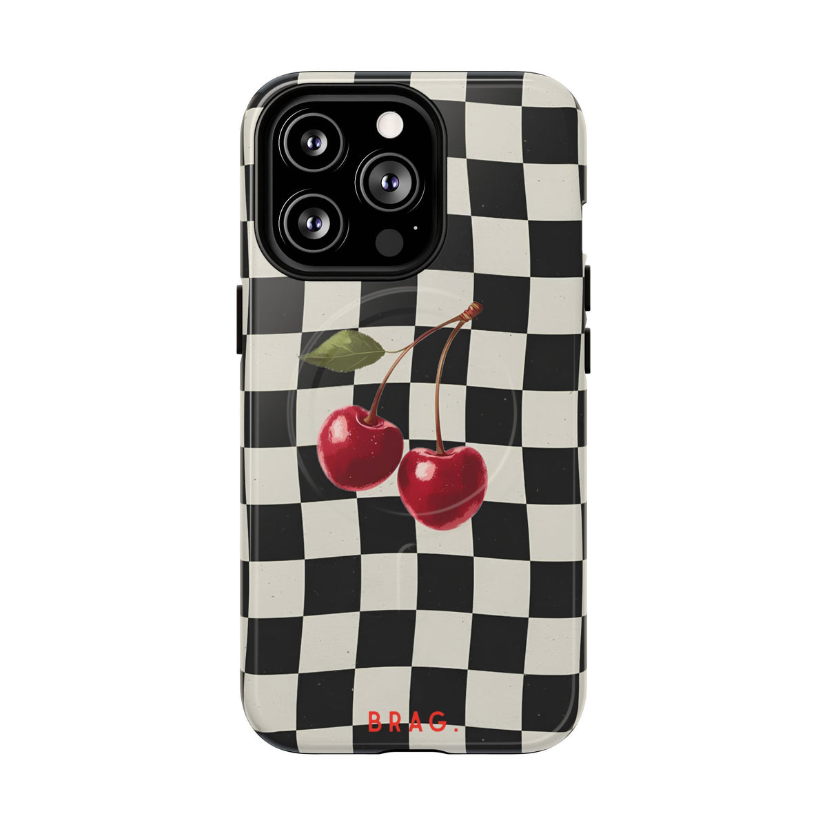 Cherry Check MagSafe Tough Phone Case — Magnetic Protective Cover