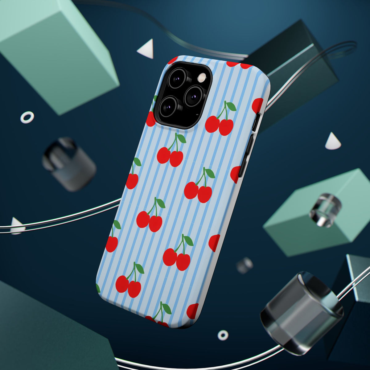 Sunday Market Magnetic Impact Phone Case — Blue Stripe Retro Design