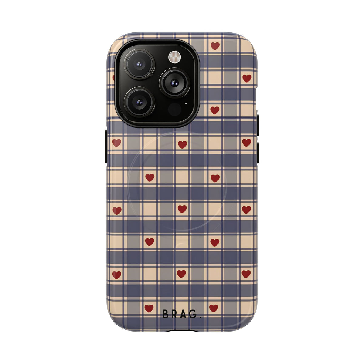 Heart Plaid MagSafe Tough Phone Case — Magnetic Protective Cover