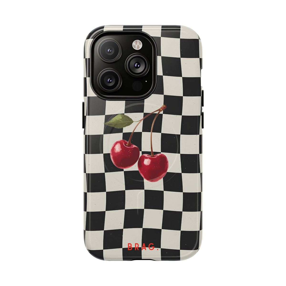 Cherry Check MagSafe Tough Phone Case — Magnetic Protective Cover