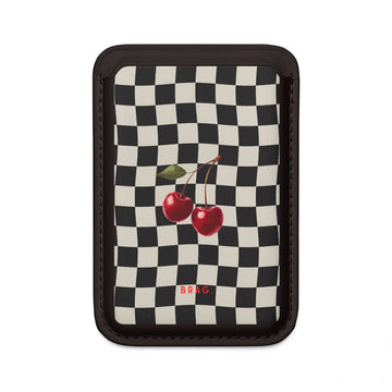 Cherry Check MagSafe Vegan Wallet — Slim Phone Card Holder