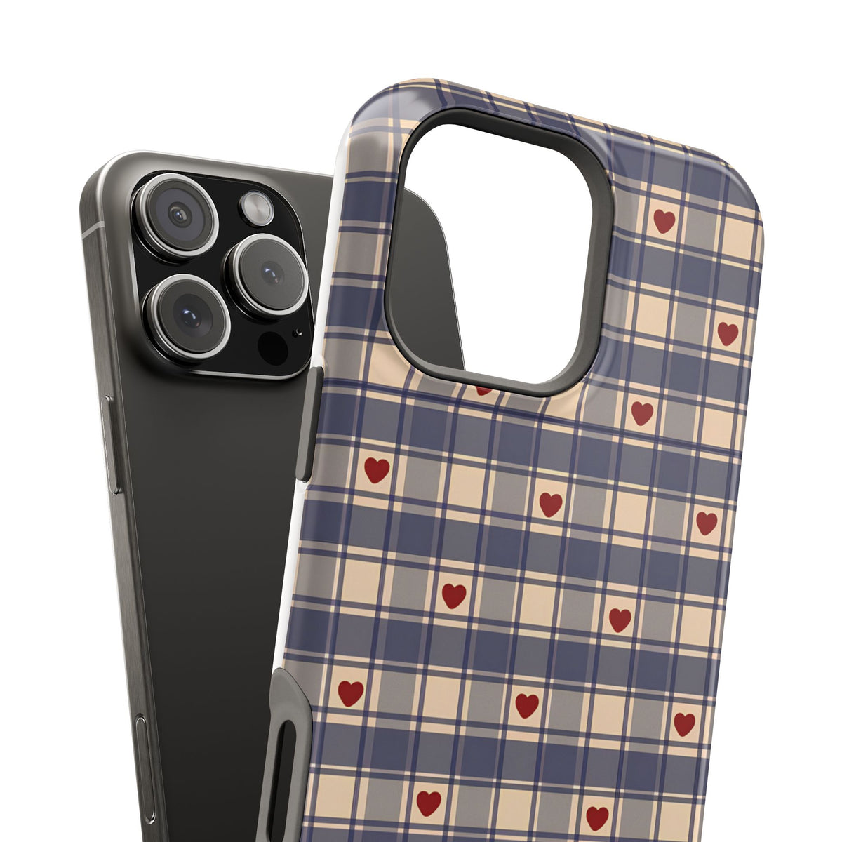 Heart Plaid Magnetic Impact-Resistant Phone Case