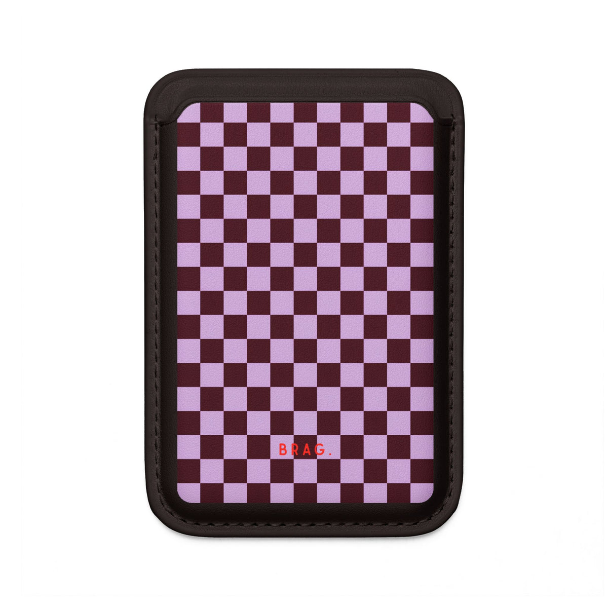Cherry Check MagSafe Vegan Wallet — Slim Phone Card Holder