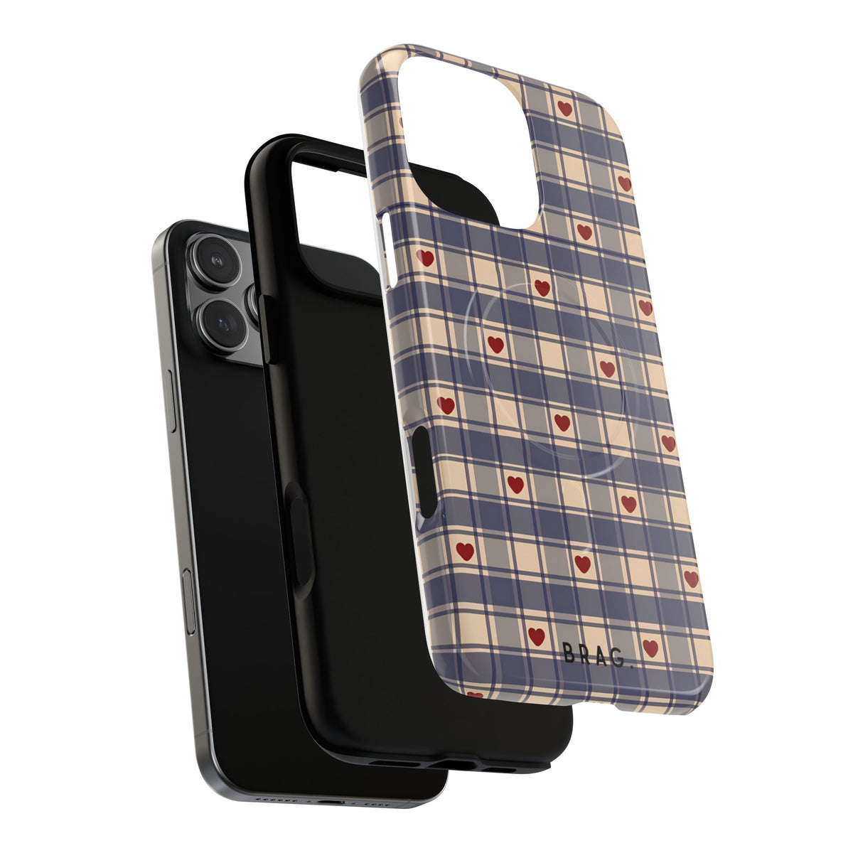 Heart Plaid MagSafe Tough Phone Case — Magnetic Protective Cover