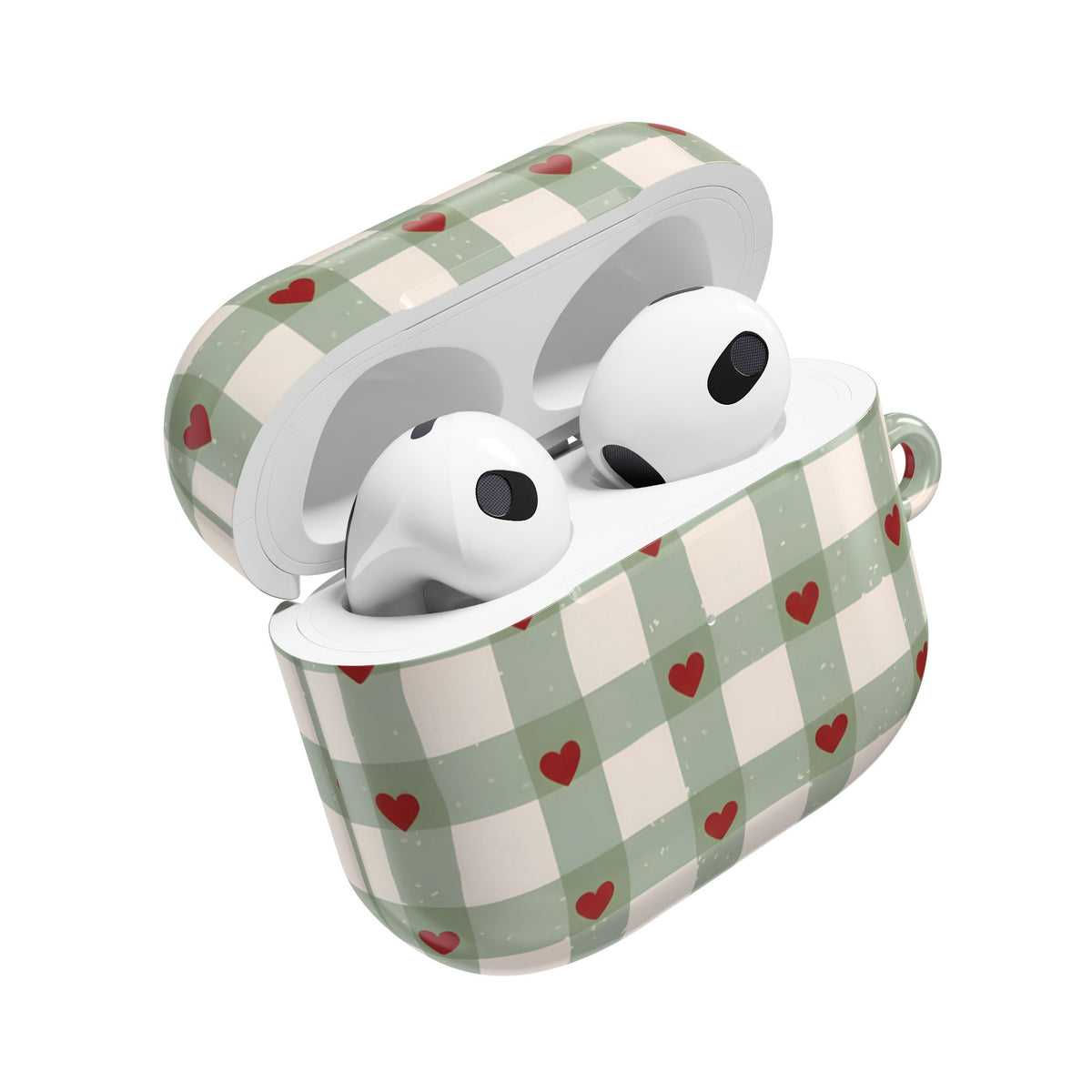 Mint Hearts AirPod Case – Slim Protective Charging Case