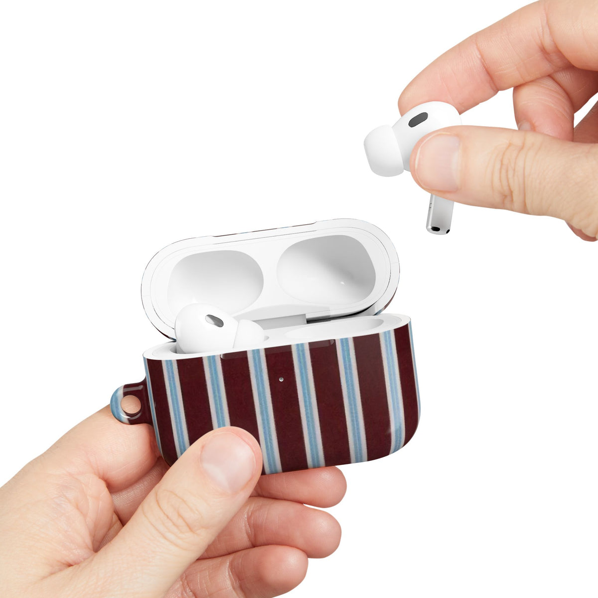 Maroon Lines AirPod Case – Slim Protective Charging Case