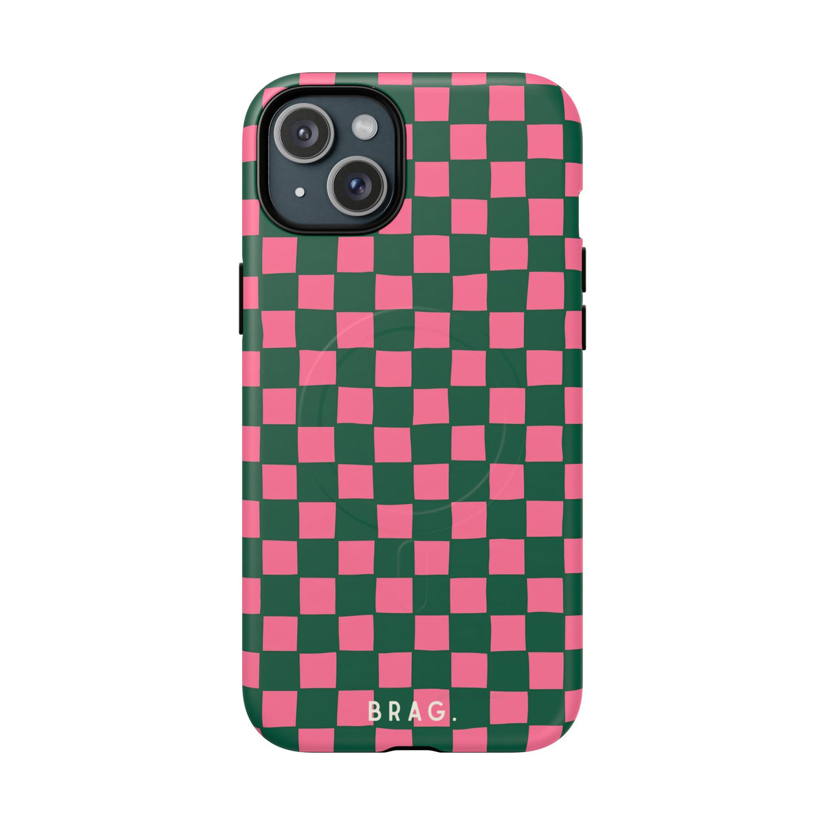 Rasberry Checks MagSafe Tough Phone Case — Magnetic Protective Cover