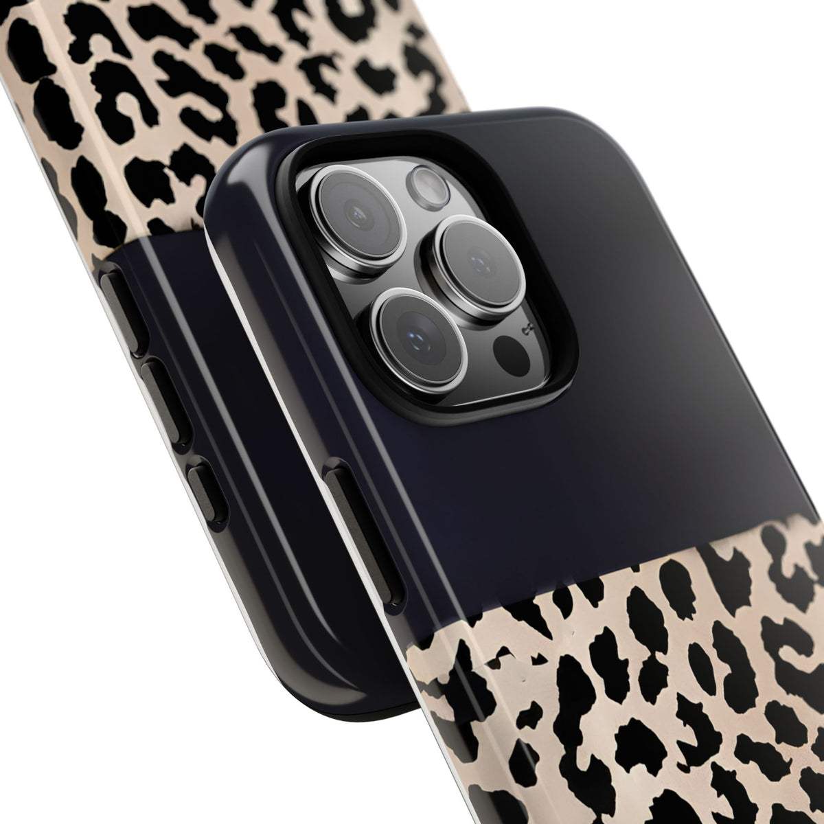 Leopard Block Tough Phone Case – Shockproof Protective iPhone Cover