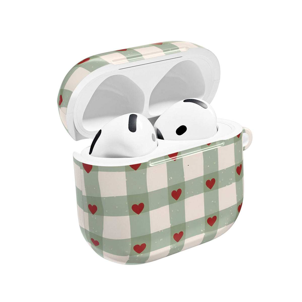 Mint Hearts AirPod Case – Slim Protective Charging Case