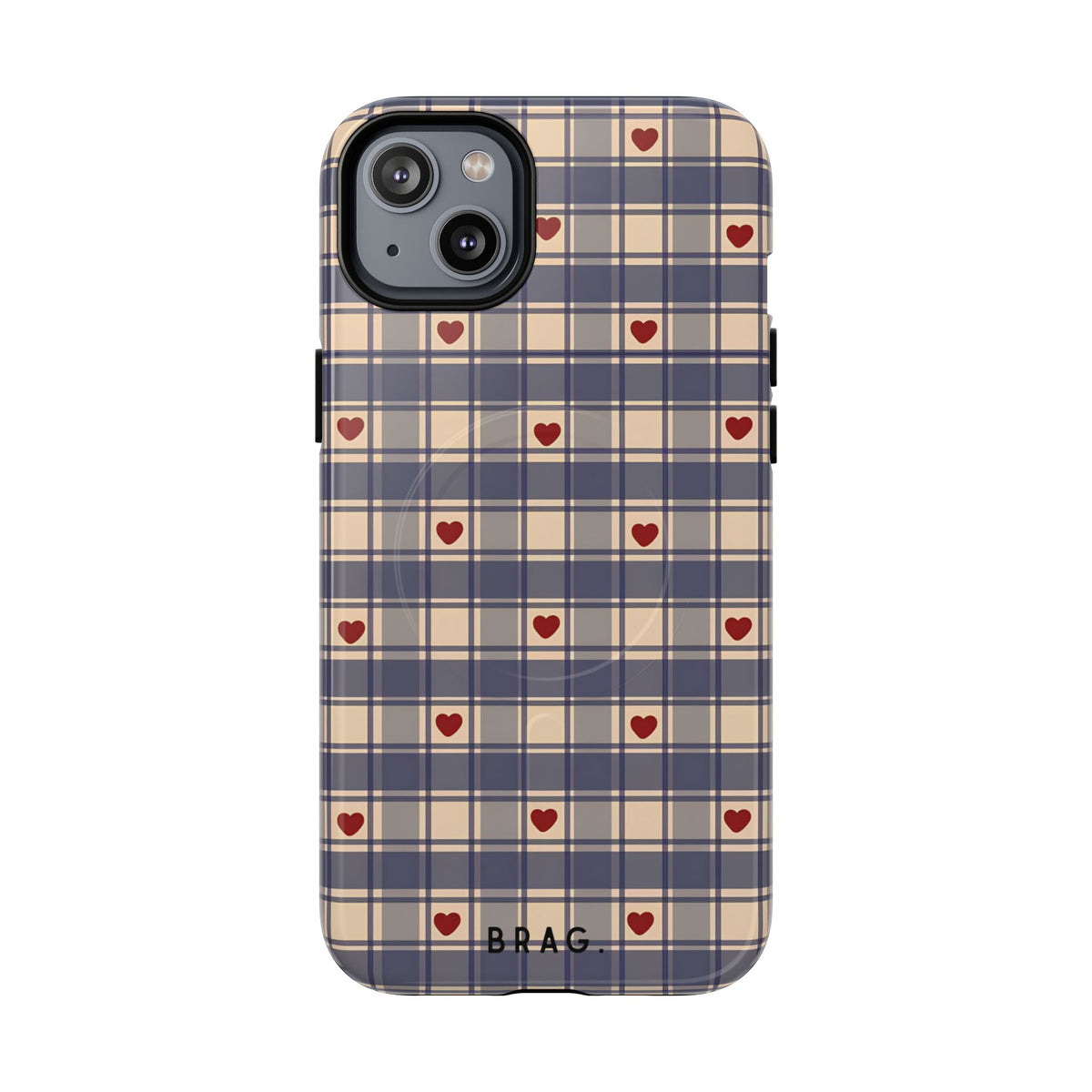 Heart Plaid MagSafe Tough Phone Case — Magnetic Protective Cover