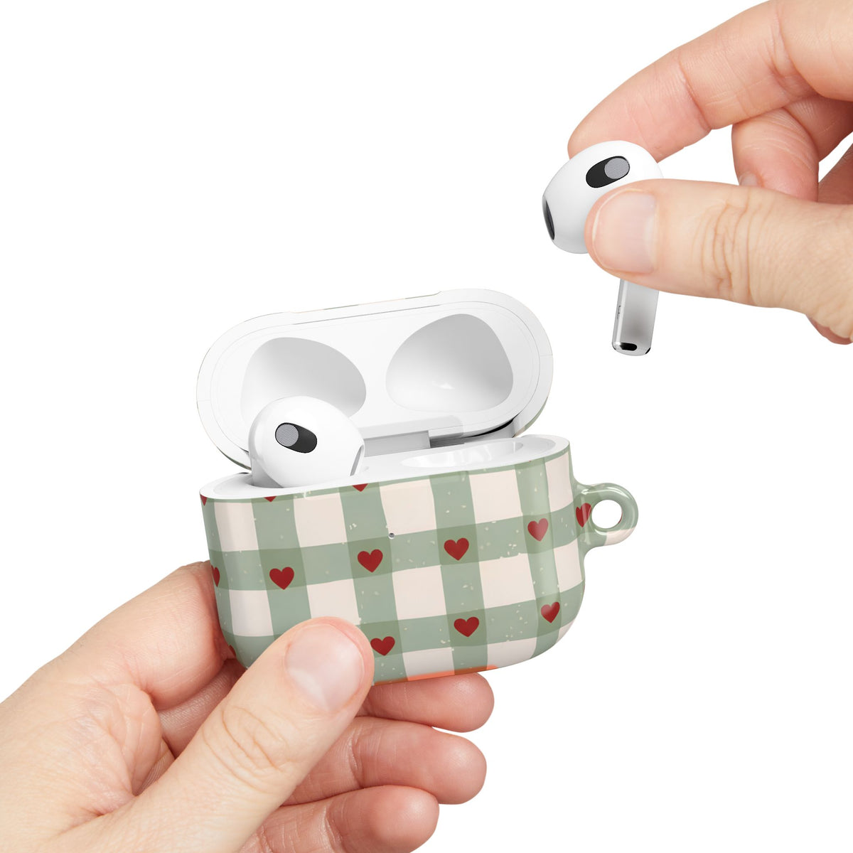 Mint Hearts AirPod Case – Slim Protective Charging Case