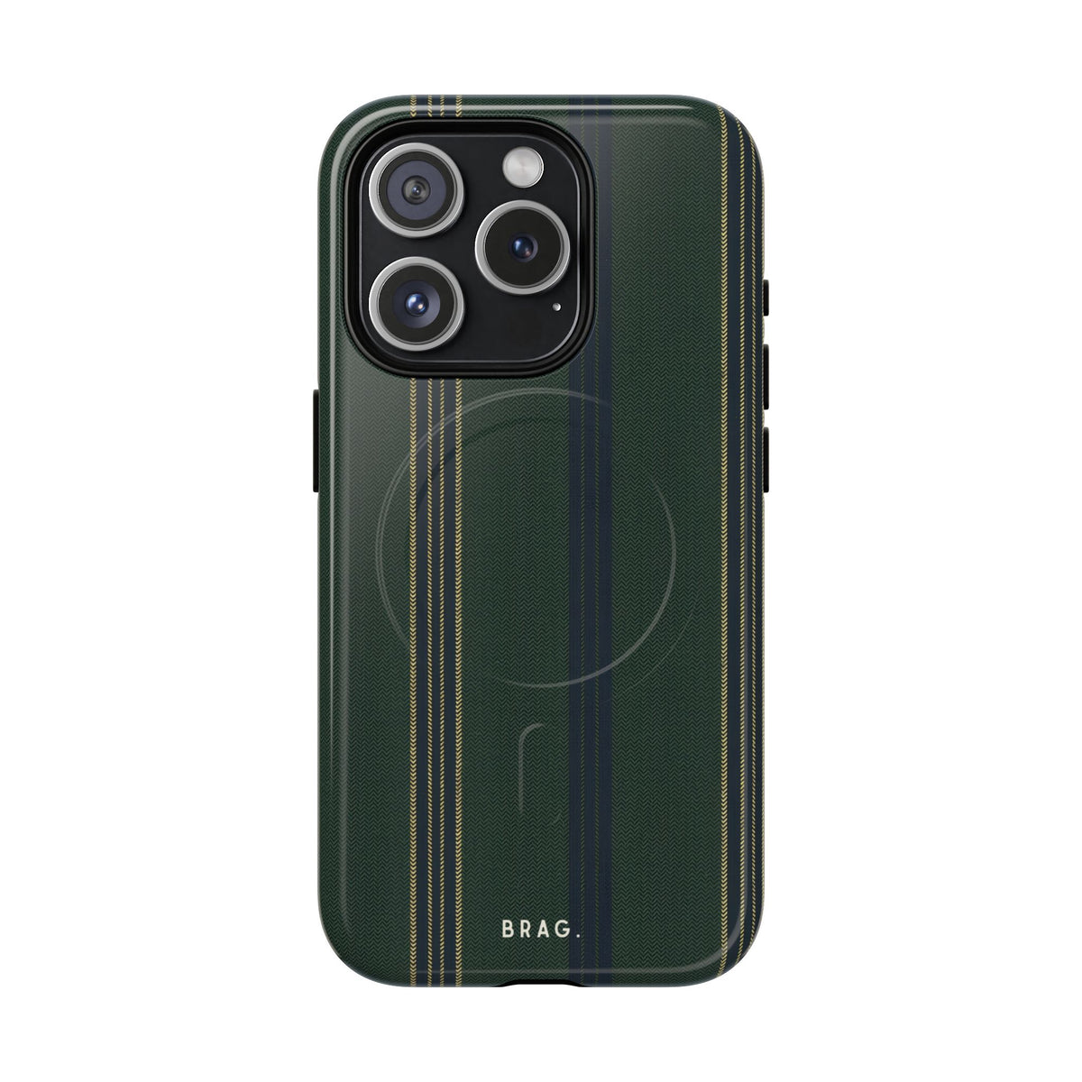 Olive Pinstripe MagSafe Tough Phone Case — Magnetic Protective Cover