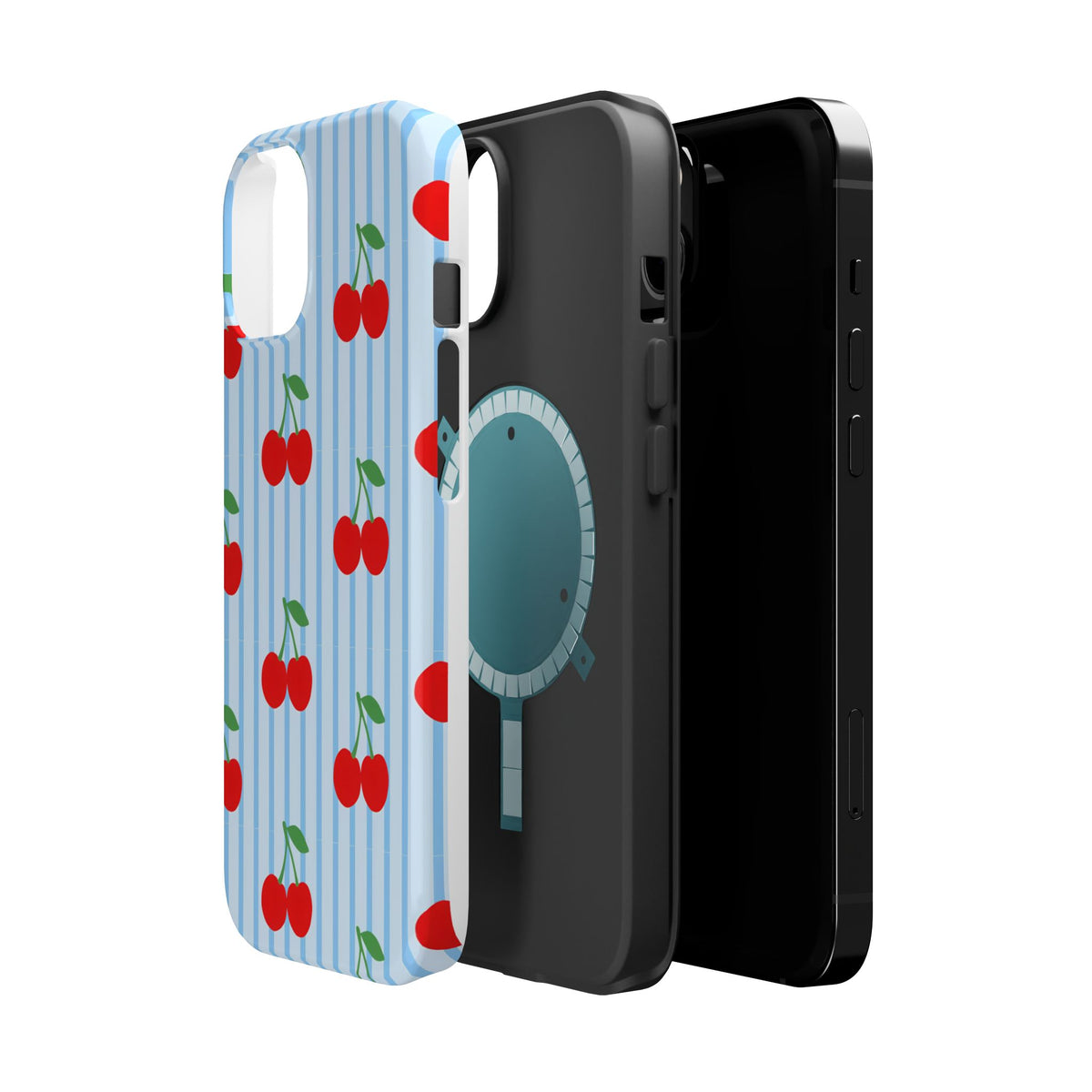 Sunday Market Magnetic Impact Phone Case — Blue Stripe Retro Design