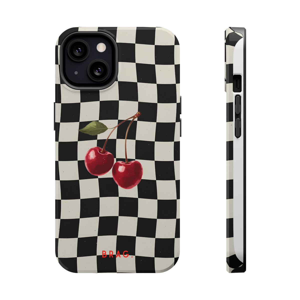 Cherry Check Magnetic Impact-Resistant Phone Case