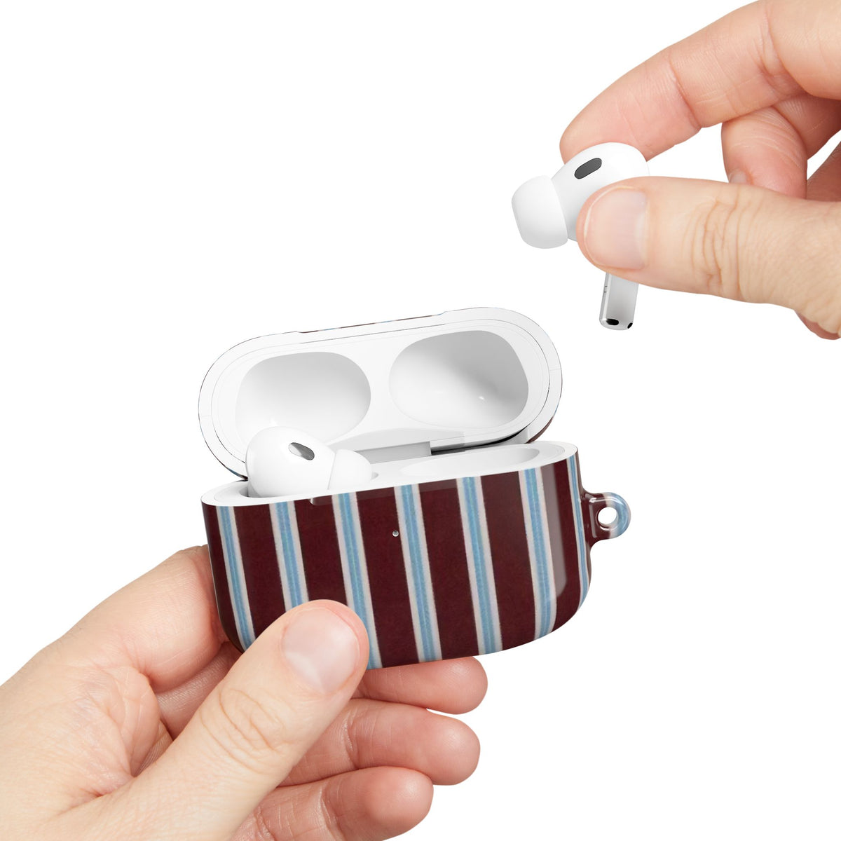 Maroon Lines AirPod Case – Slim Protective Charging Case
