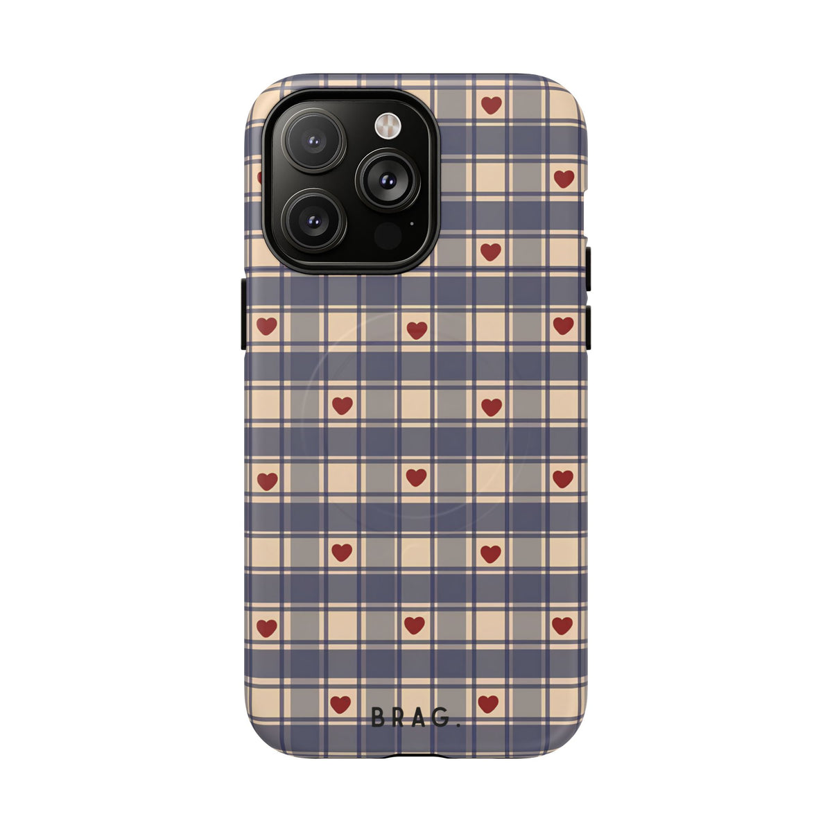 Heart Plaid MagSafe Tough Phone Case — Magnetic Protective Cover