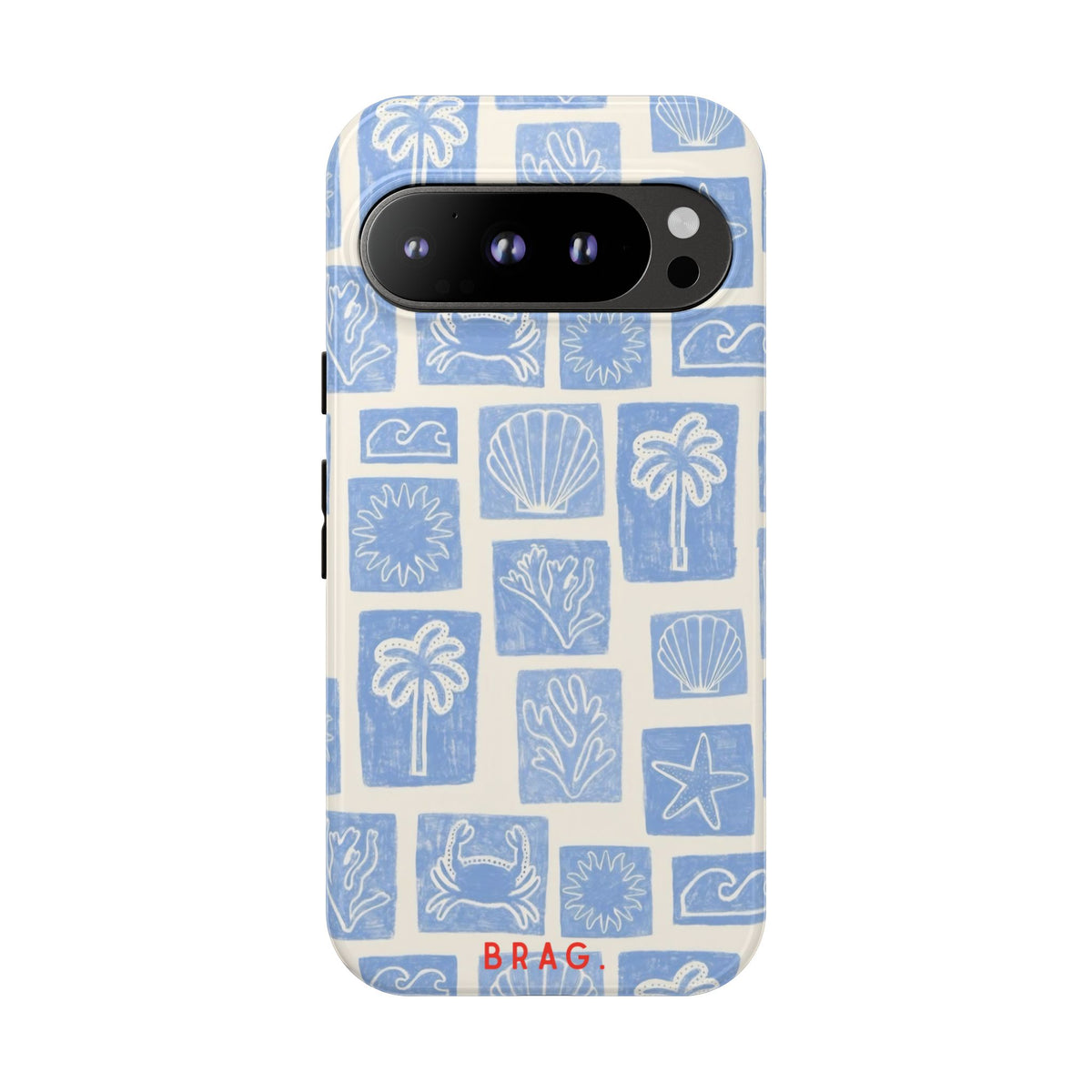 Azure Tiles Tough Phone Case – Shockproof Protective iPhone Cover