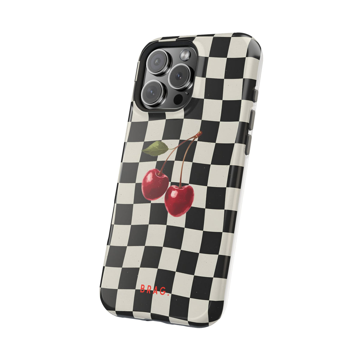 Cherry Check Magnetic Impact-Resistant Phone Case