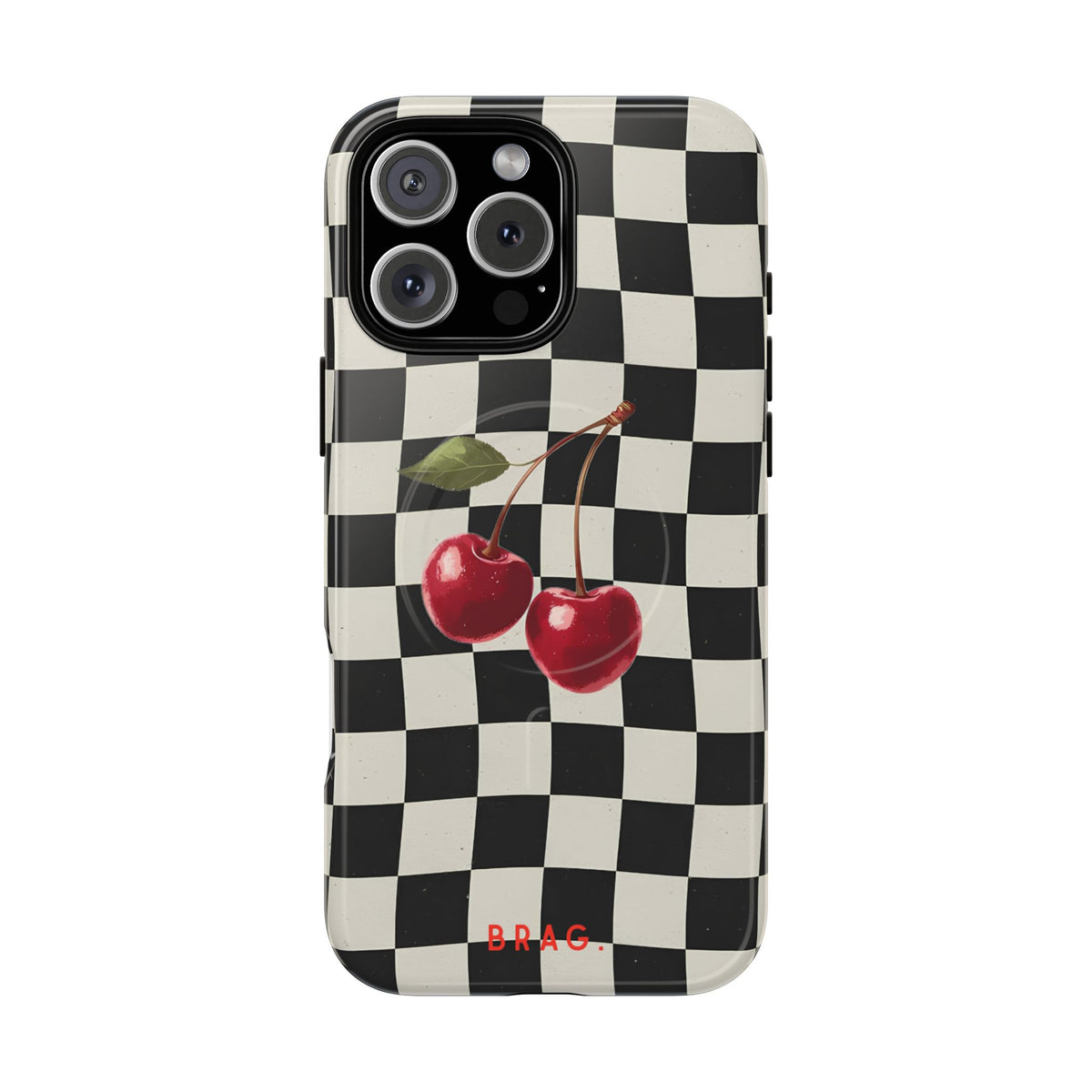 Cherry Check MagSafe Tough Phone Case — Magnetic Protective Cover
