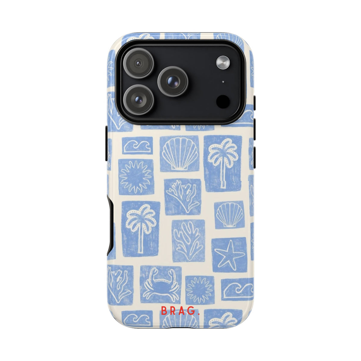 Azure Tiles Tough Phone Case – Shockproof Protective iPhone Cover