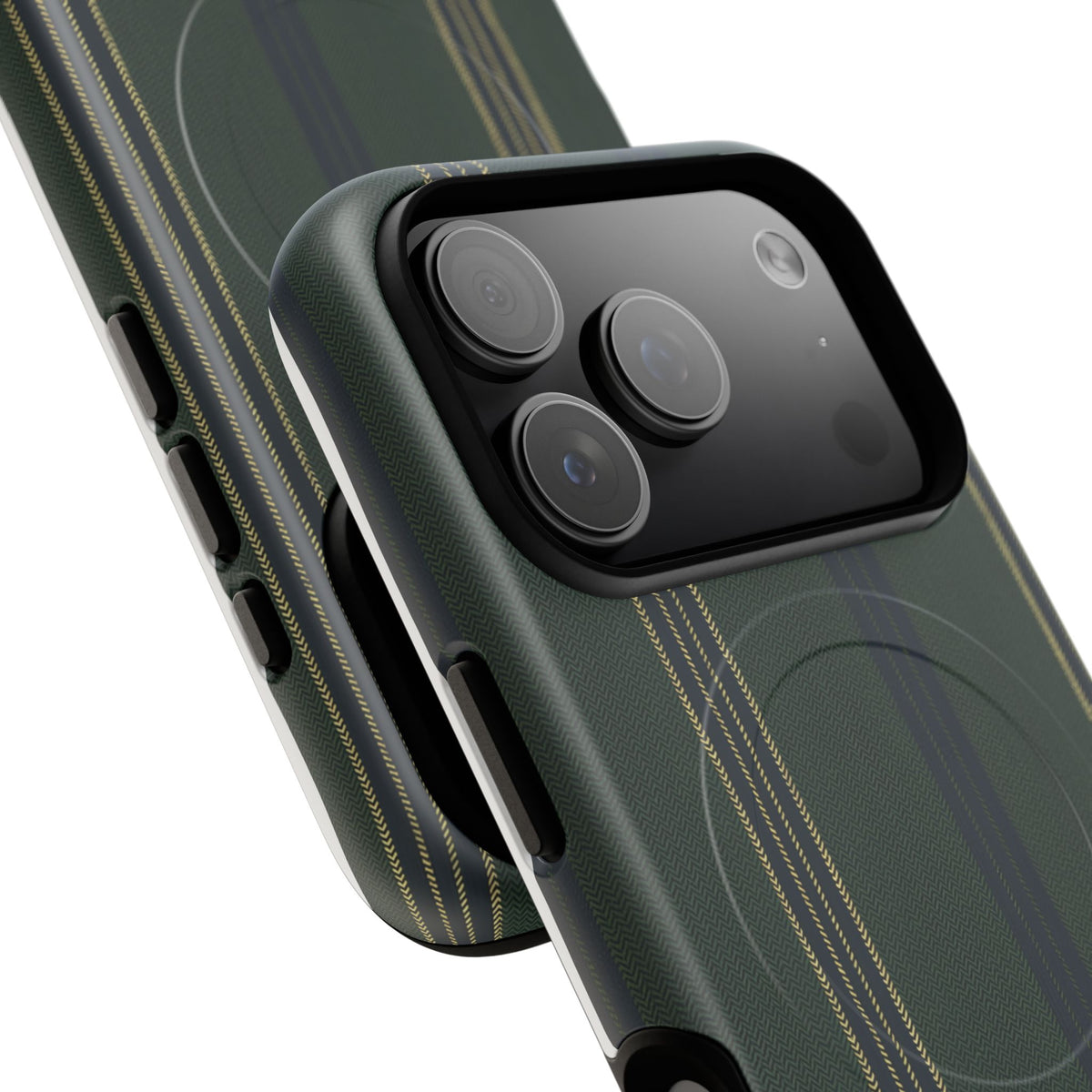 Olive Pinstripe MagSafe Tough Phone Case — Magnetic Protective Cover
