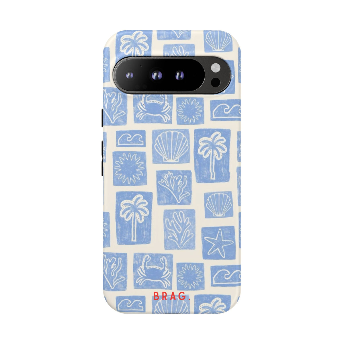 Azure Tiles Tough Phone Case – Shockproof Protective iPhone Cover