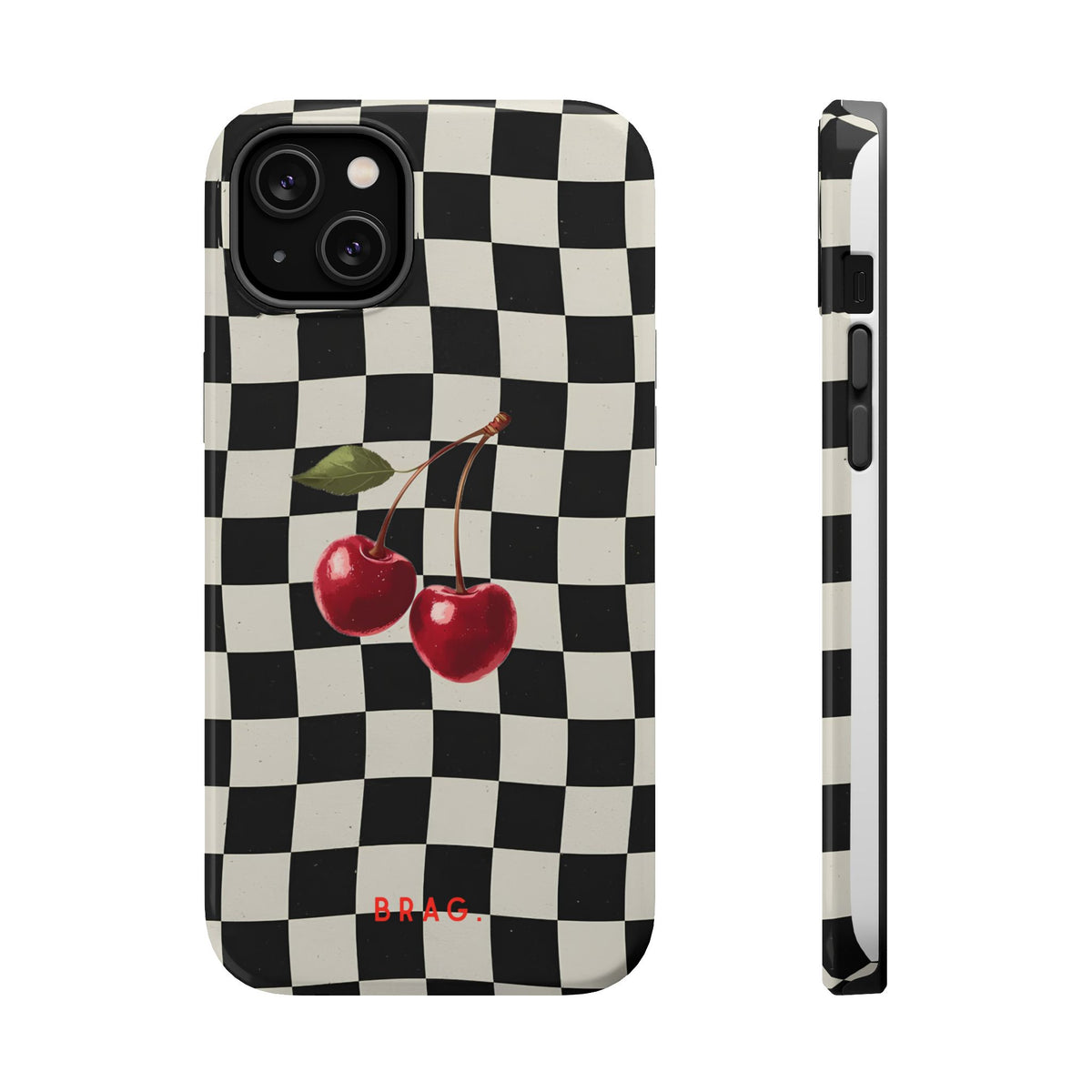 Cherry Check Magnetic Impact-Resistant Phone Case