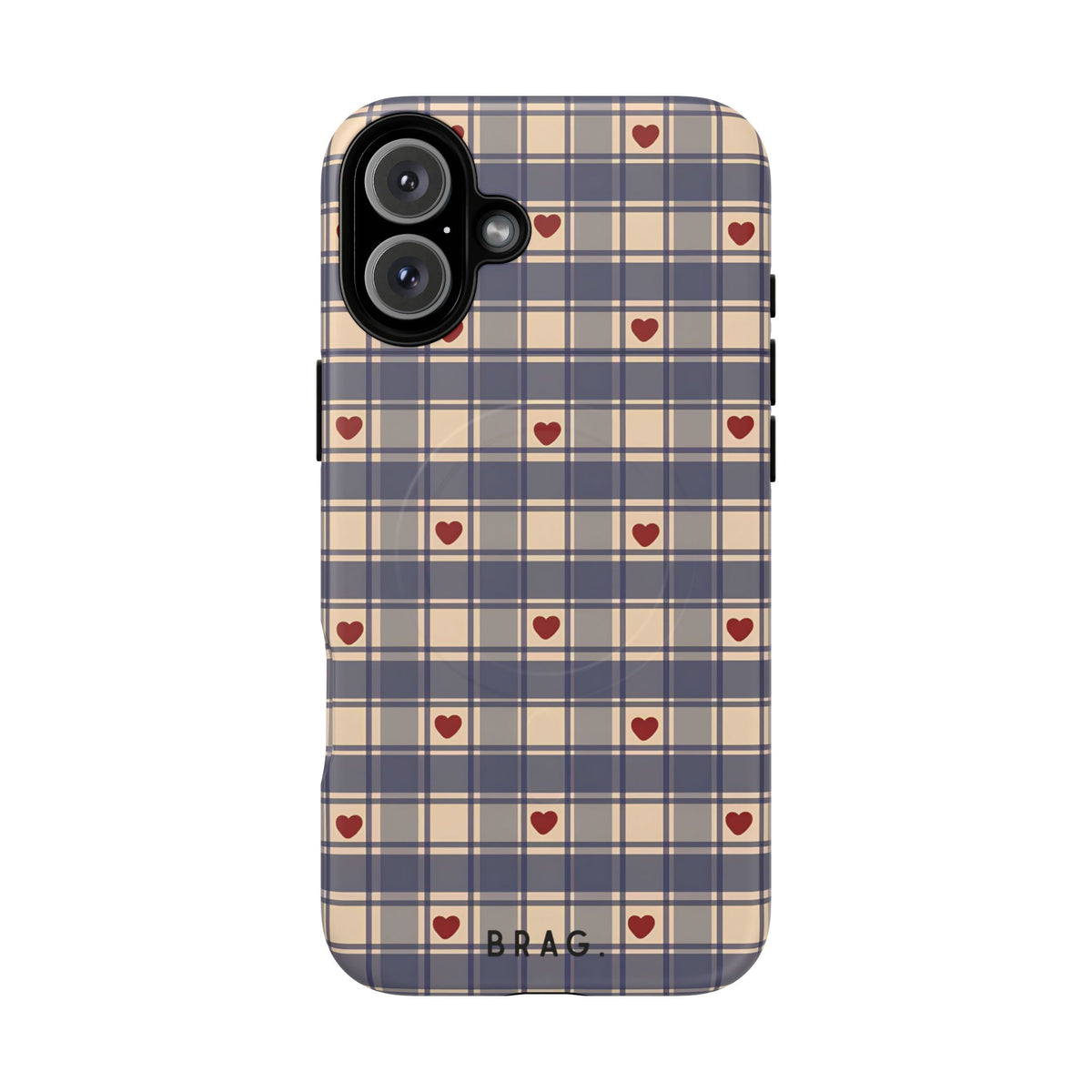 Heart Plaid MagSafe Tough Phone Case — Magnetic Protective Cover