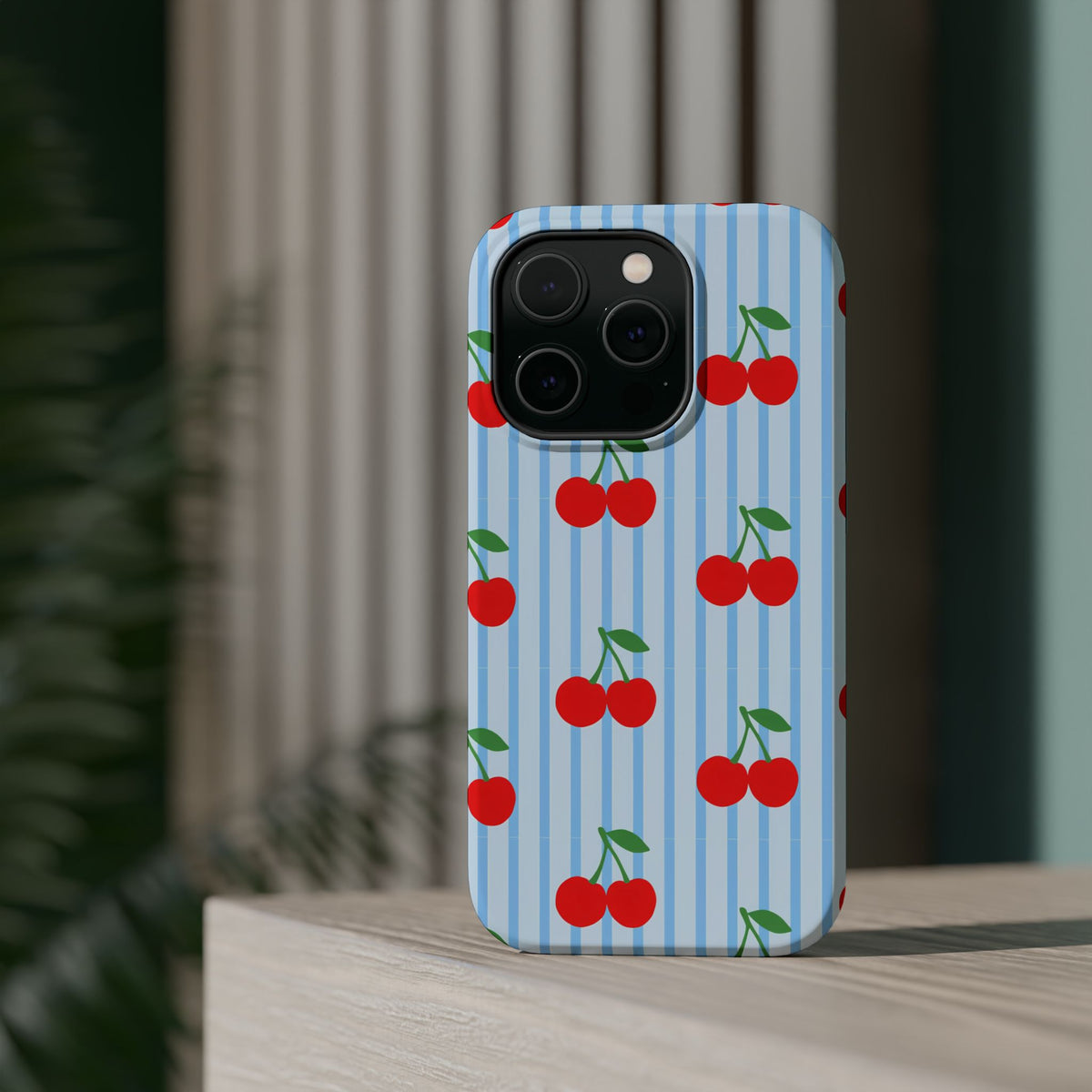 Sunday Market Magnetic Impact Phone Case — Blue Stripe Retro Design