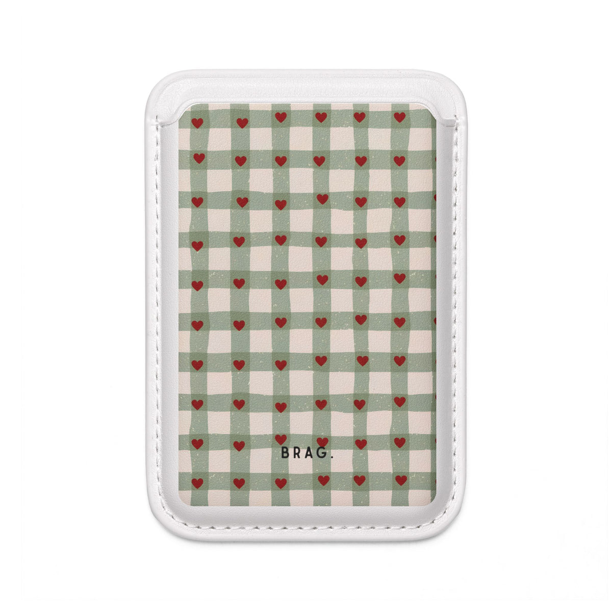 Mint Hearts MagSafe Vegan Wallet — Slim Phone Card Holder