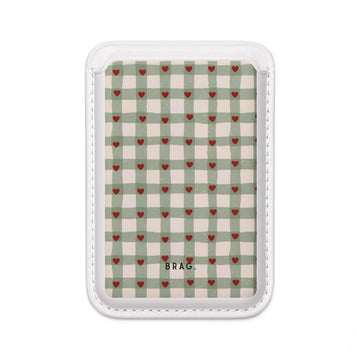 Mint Hearts MagSafe Vegan Wallet — Slim Phone Card Holder