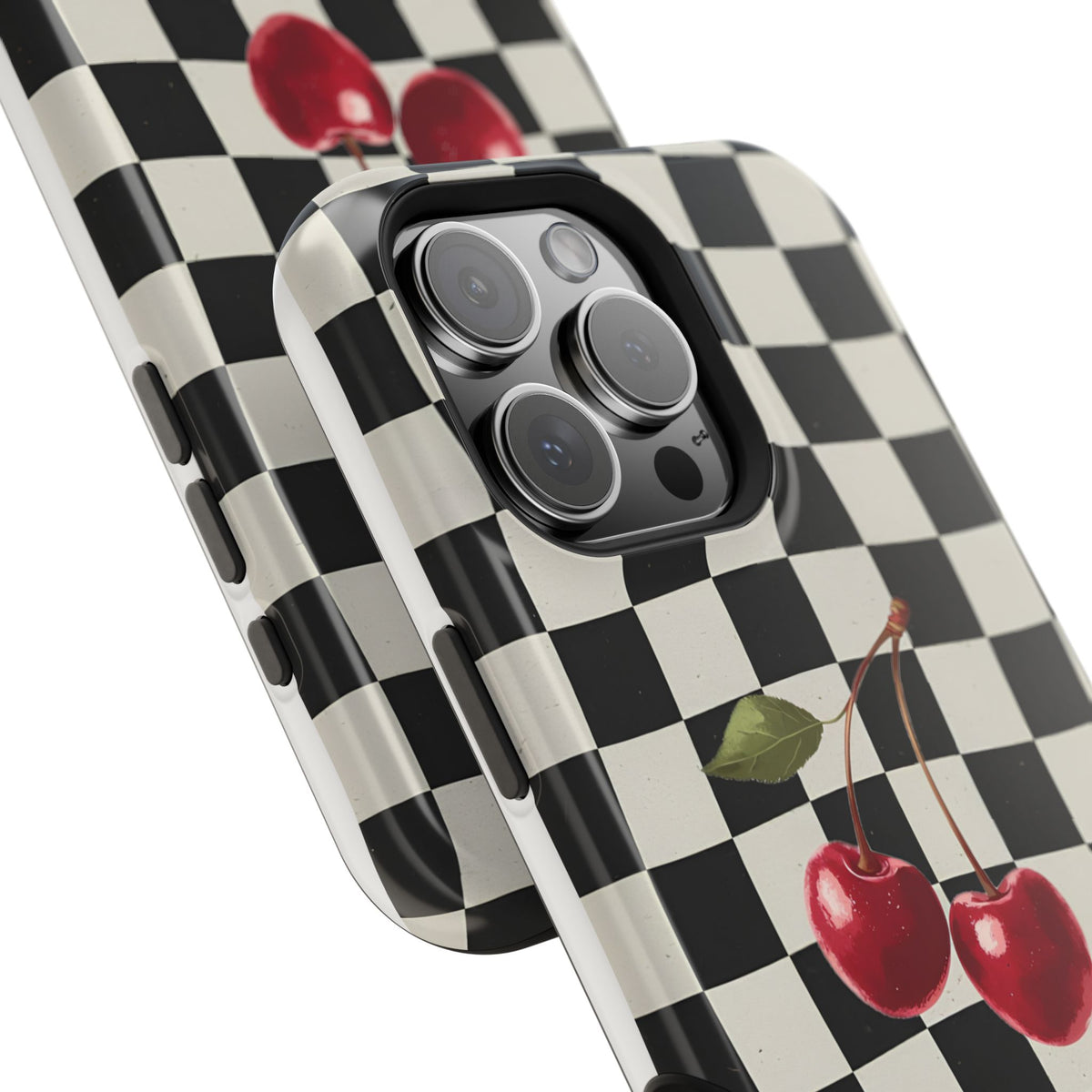 Cherry Check Magnetic Impact-Resistant Phone Case