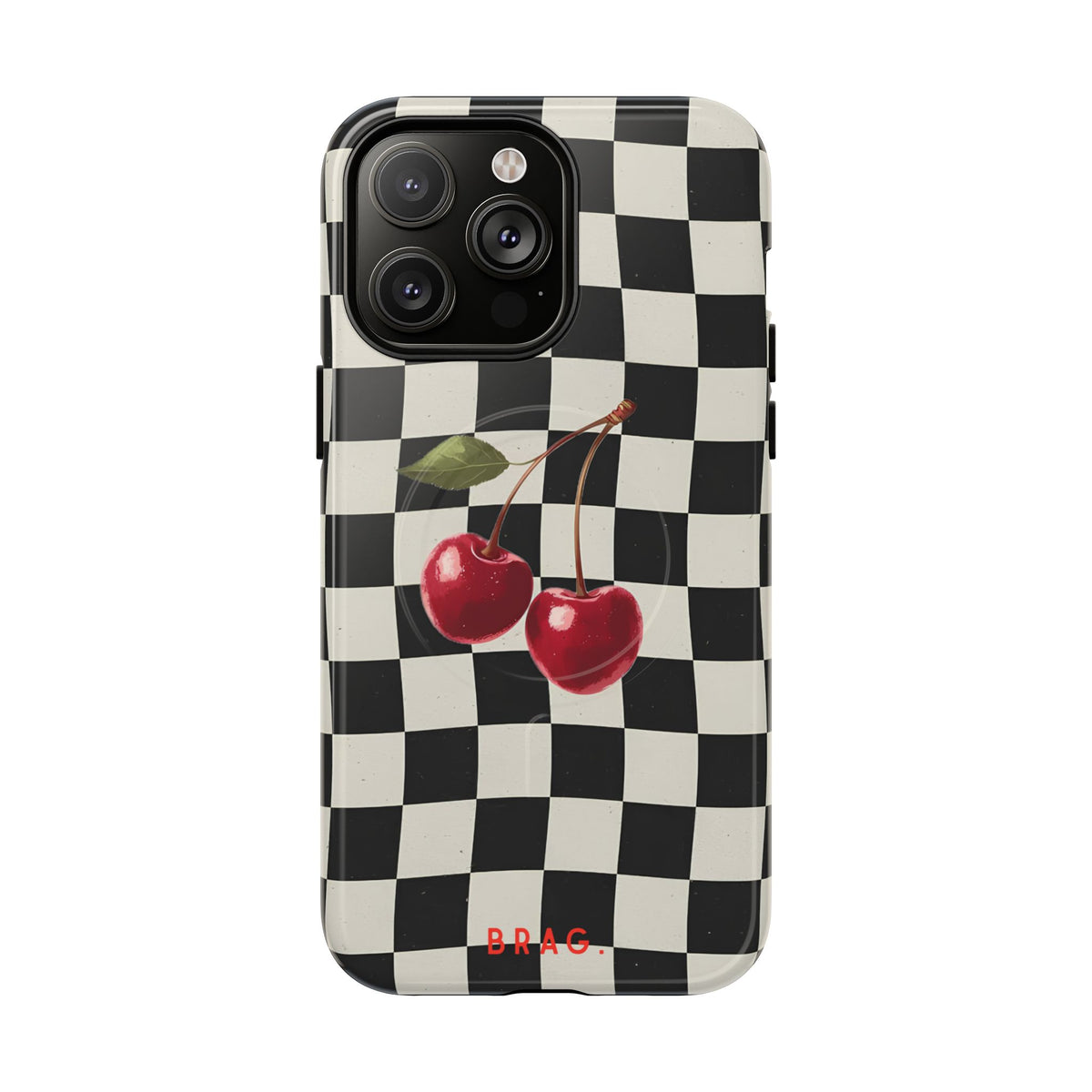 Cherry Check MagSafe Tough Phone Case — Magnetic Protective Cover