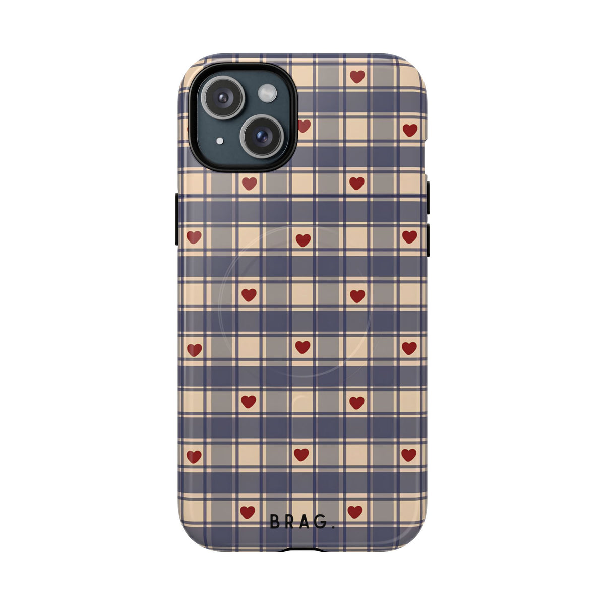 Heart Plaid MagSafe Tough Phone Case — Magnetic Protective Cover