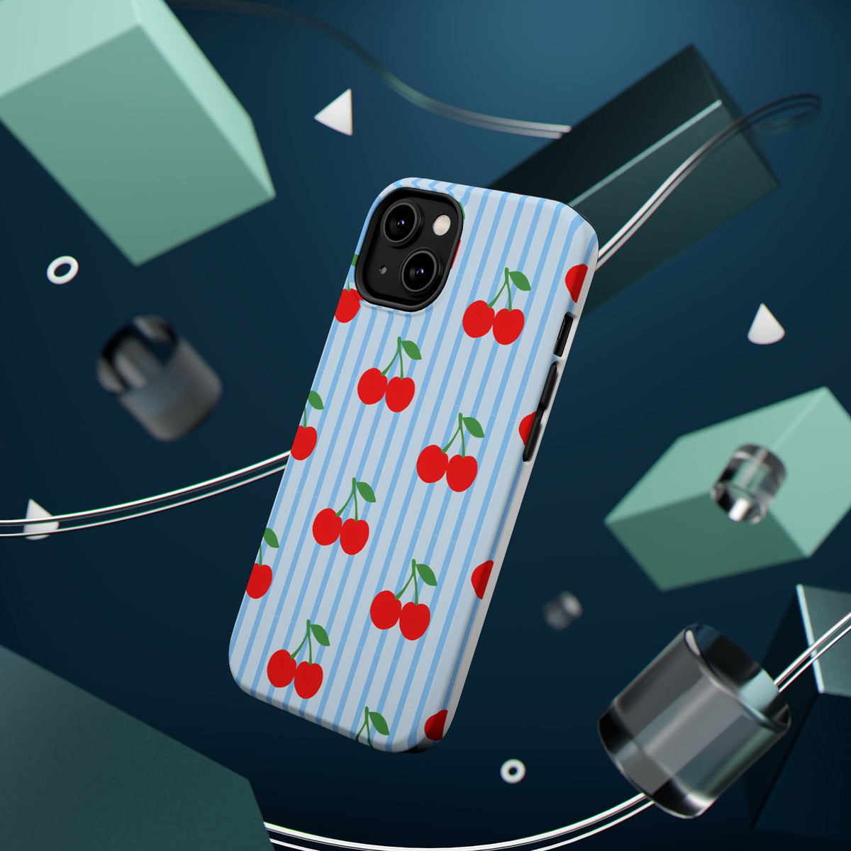 Sunday Market Magnetic Impact Phone Case — Blue Stripe Retro Design