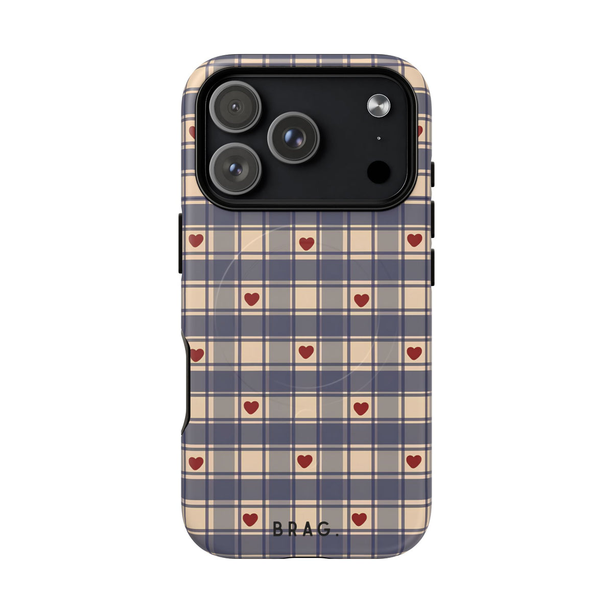 Heart Plaid MagSafe Tough Phone Case — Magnetic Protective Cover