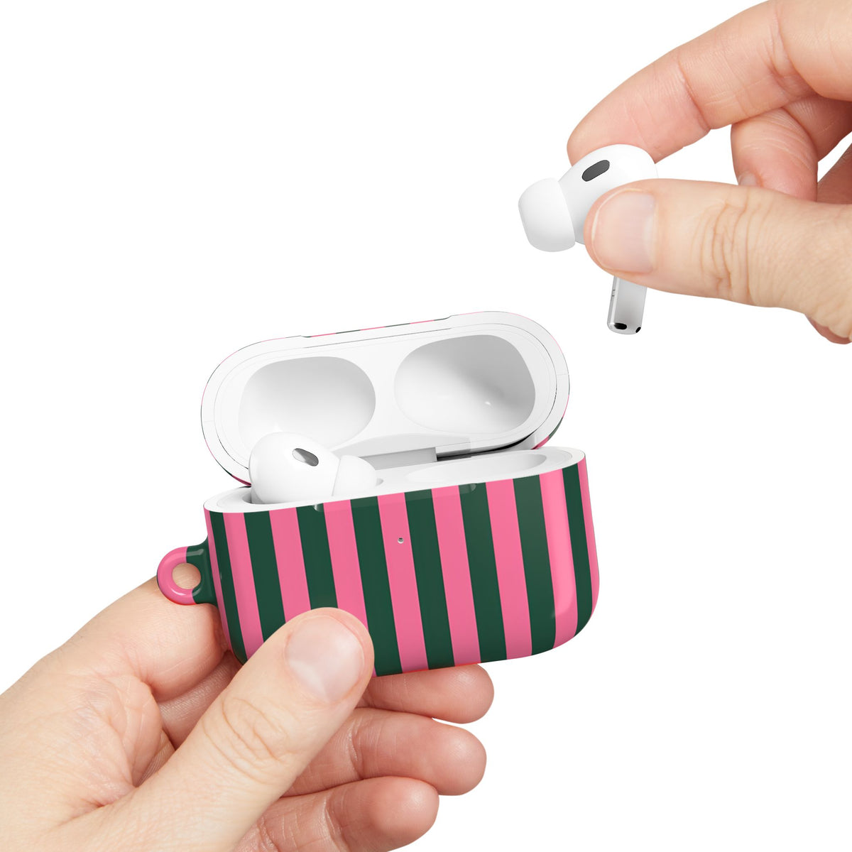 Flamingo Stripe AirPod Case – Slim Protective Charging Case
