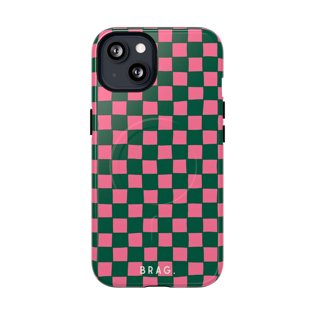 Rasberry Checks MagSafe Tough Phone Case — Magnetic Protective Cover