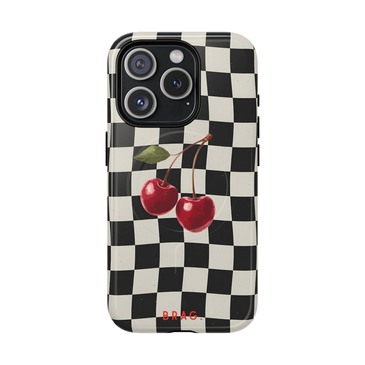 Cherry Check MagSafe Tough Phone Case — Magnetic Protective Cover