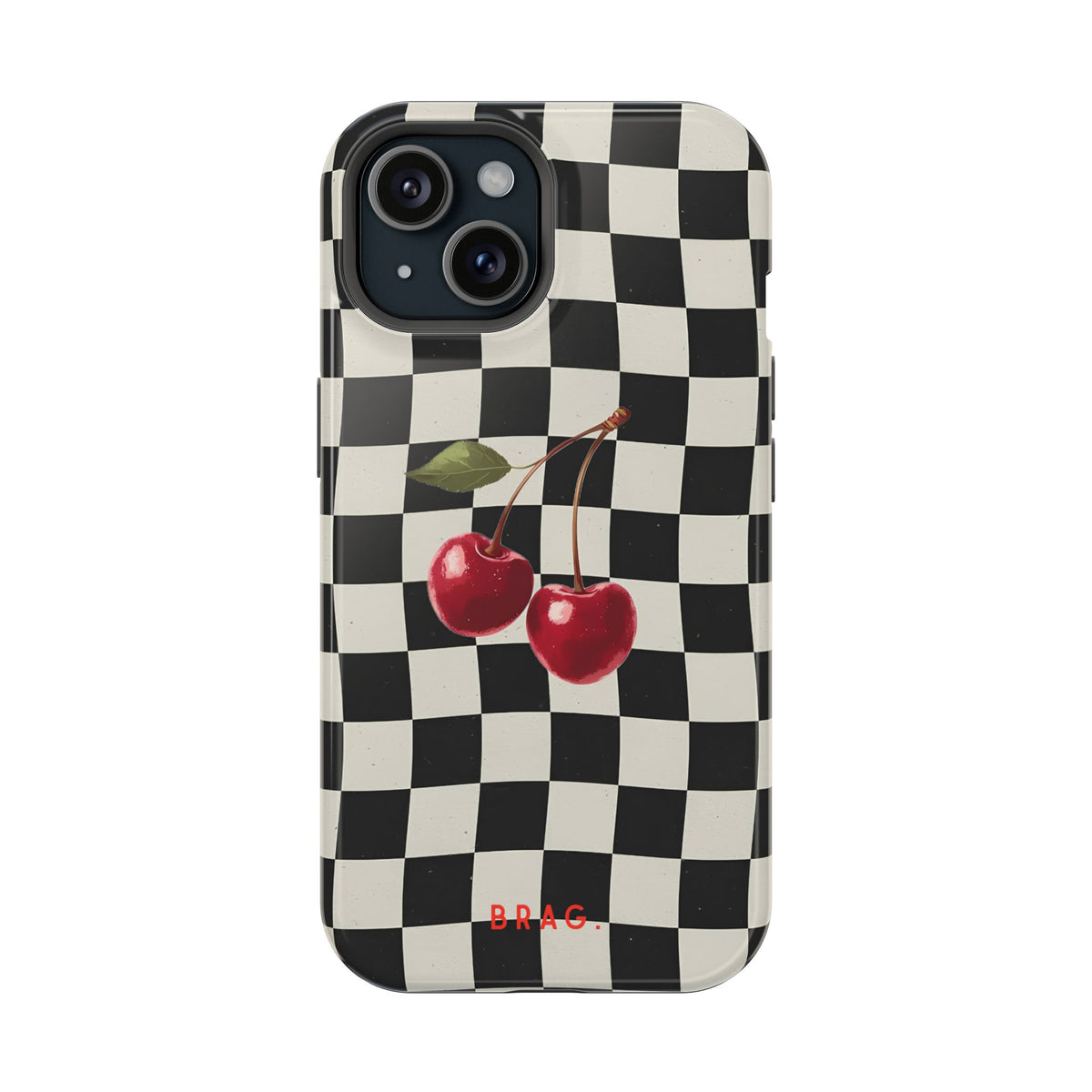 Cherry Check Magnetic Impact-Resistant Phone Case