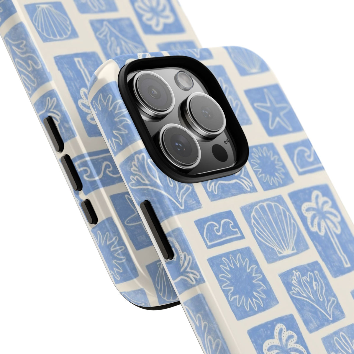 Azure Tiles Tough Phone Case – Shockproof Protective iPhone Cover