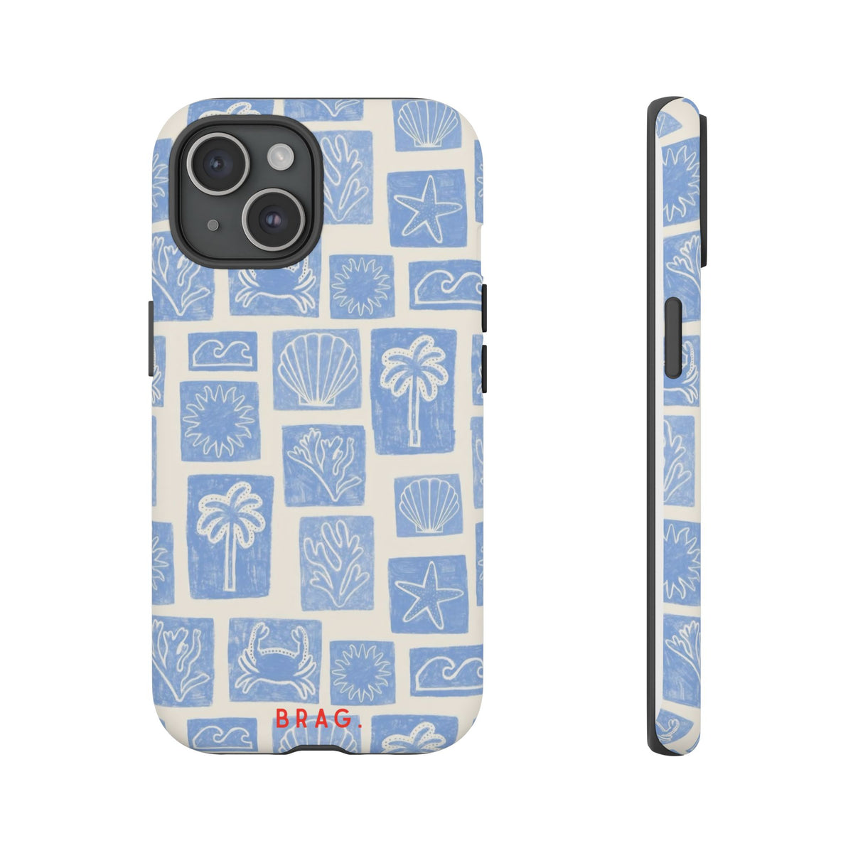 Azure Tiles Tough Phone Case – Shockproof Protective iPhone Cover