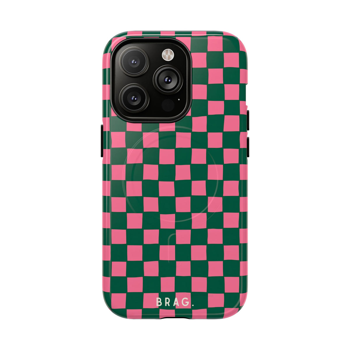 Rasberry Checks MagSafe Tough Phone Case — Magnetic Protective Cover