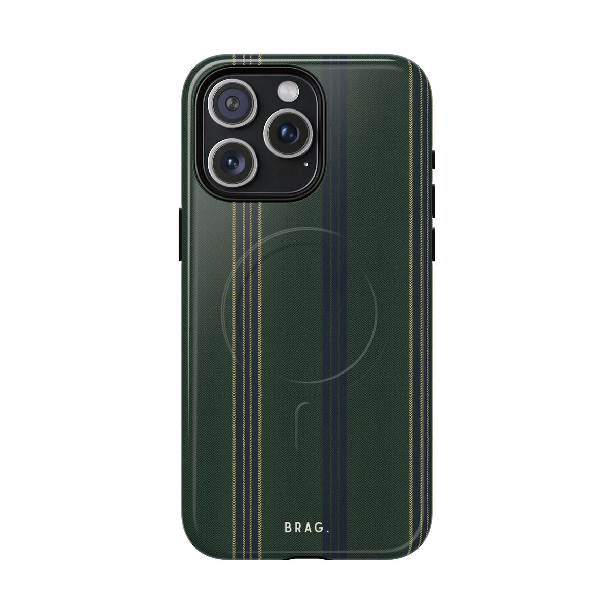 Olive Pinstripe MagSafe Tough Phone Case — Magnetic Protective Cover
