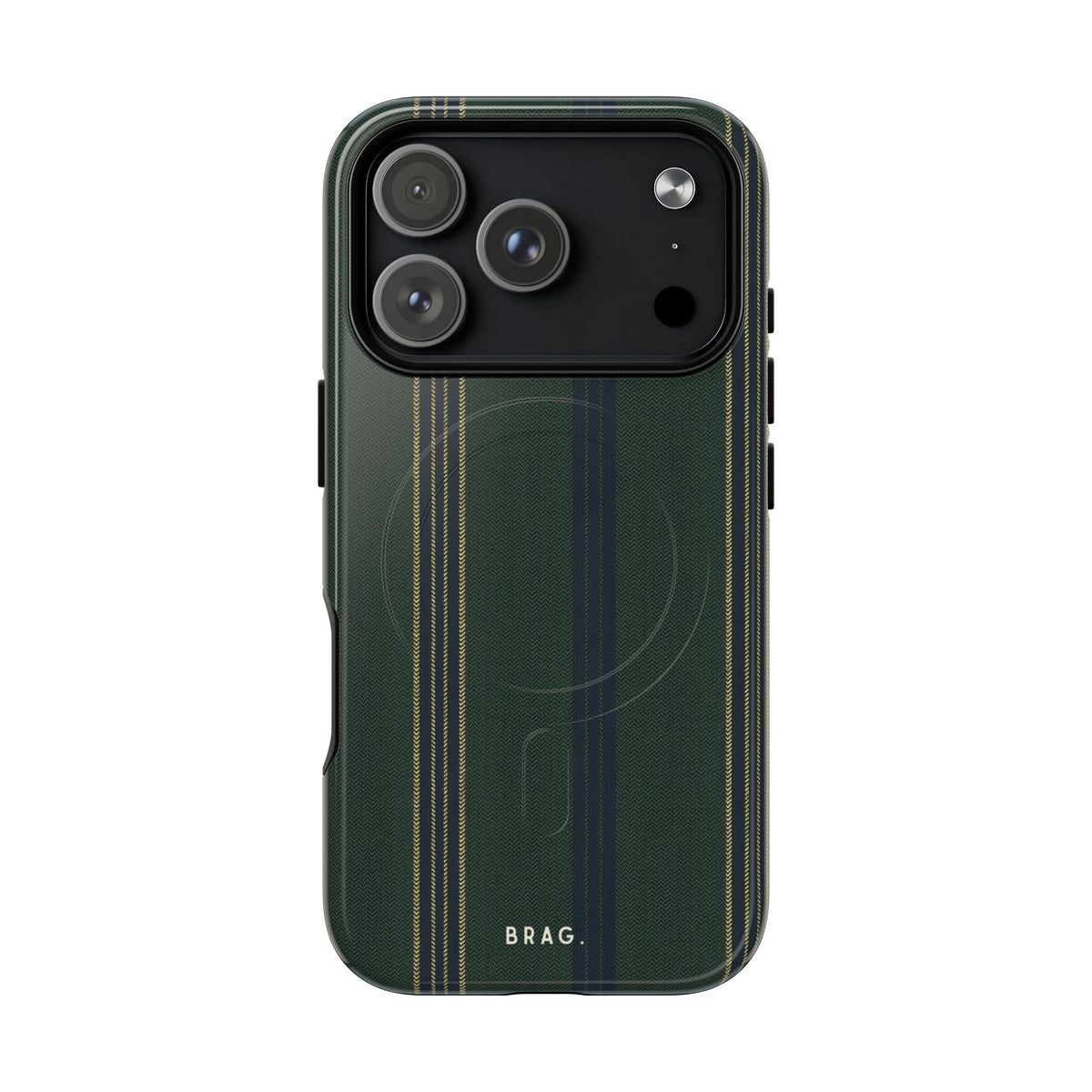 Olive Pinstripe MagSafe Tough Phone Case — Magnetic Protective Cover