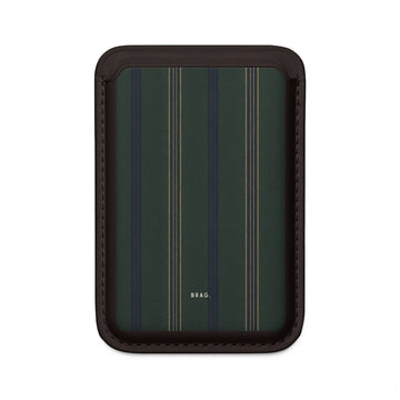Olive Pinstripe MagSafe Vegan Wallet — Slim Phone Card Holder