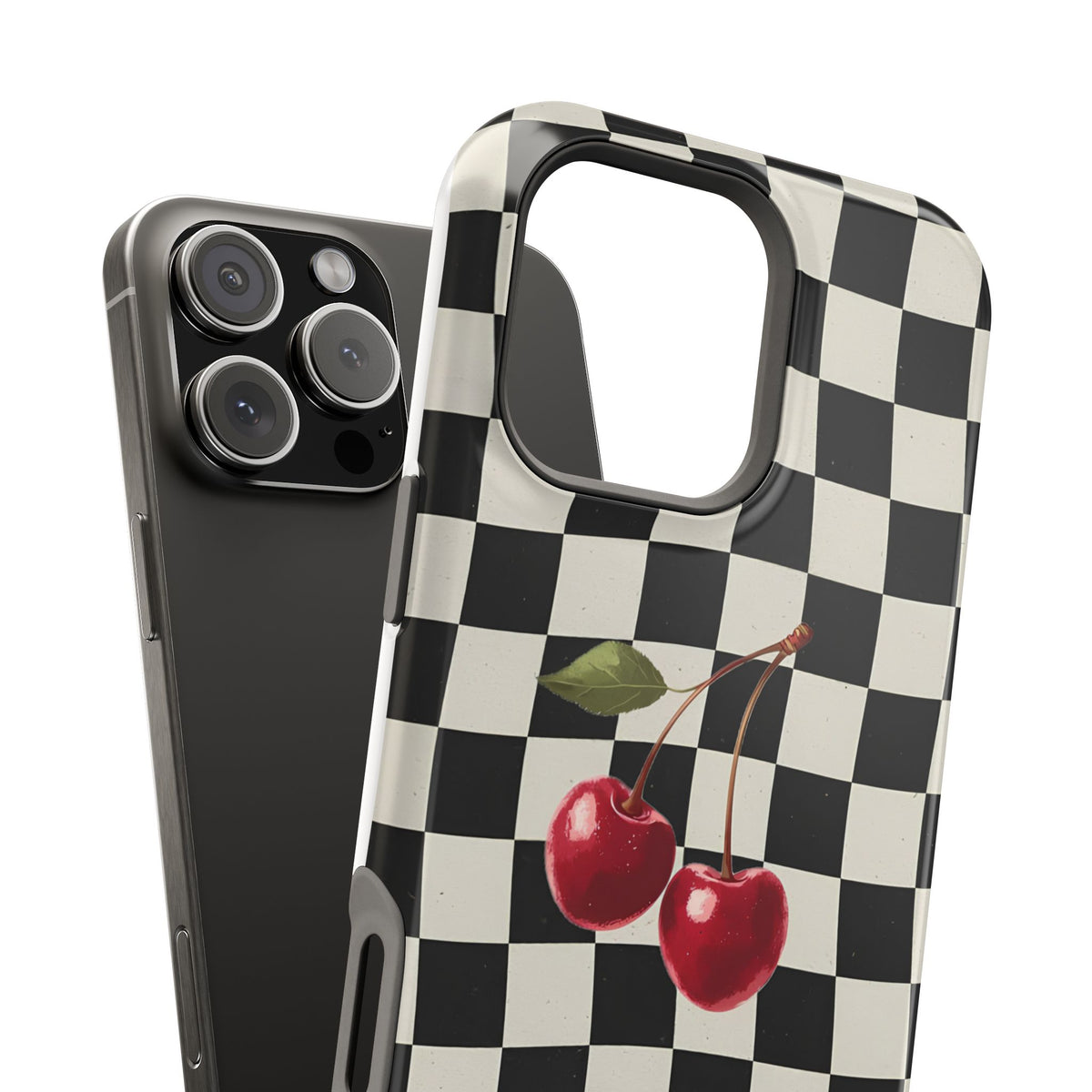 Cherry Check Magnetic Impact-Resistant Phone Case